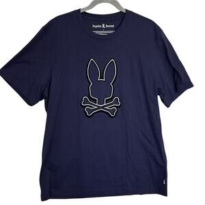 Psycho Bunny Alexander Men's XL Graphic Tee Evening Blue Crew Neck T-Shirt